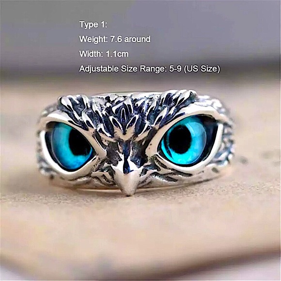 Evil blue eyed owl🦉💍 adjustable ring - Picture 11 of 11